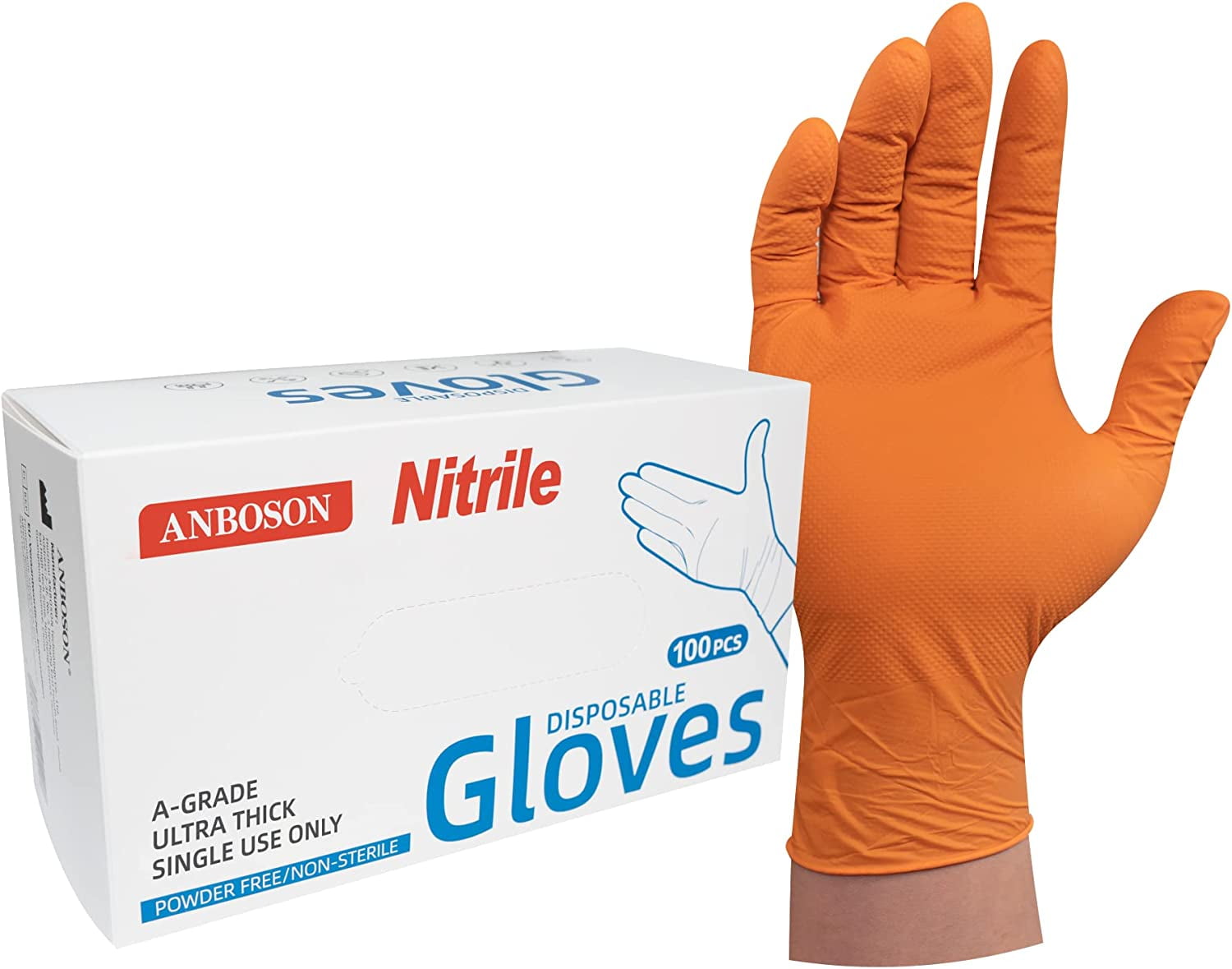 Nitrile Gloves,8 Mil Gloves ,Diamond Texture Gloves,Latex Free, PowderFree,Mechanic Gloves for