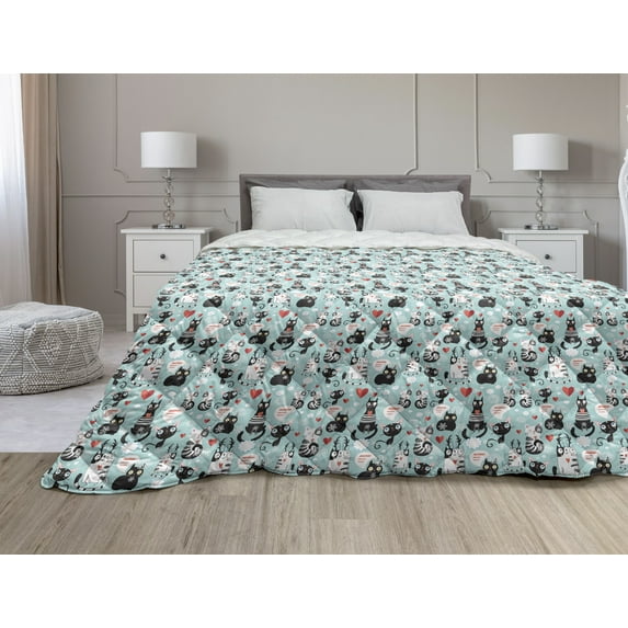 Fruits Down Alternative Comforter, Vintage Stalks with Leaves on Fruit with Retro Effect Healthy Choices Abstract, Microfiber Quilt for All Season, 5 Sizes, Brown Pale Green, by Ambesonne