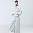 thumbnail image 1 of Bata larga con capucha para hombre, bata de baño larga con capucha, de felpa polar, mullida, cómoda y cálida, con bolsillo., 1 of 5