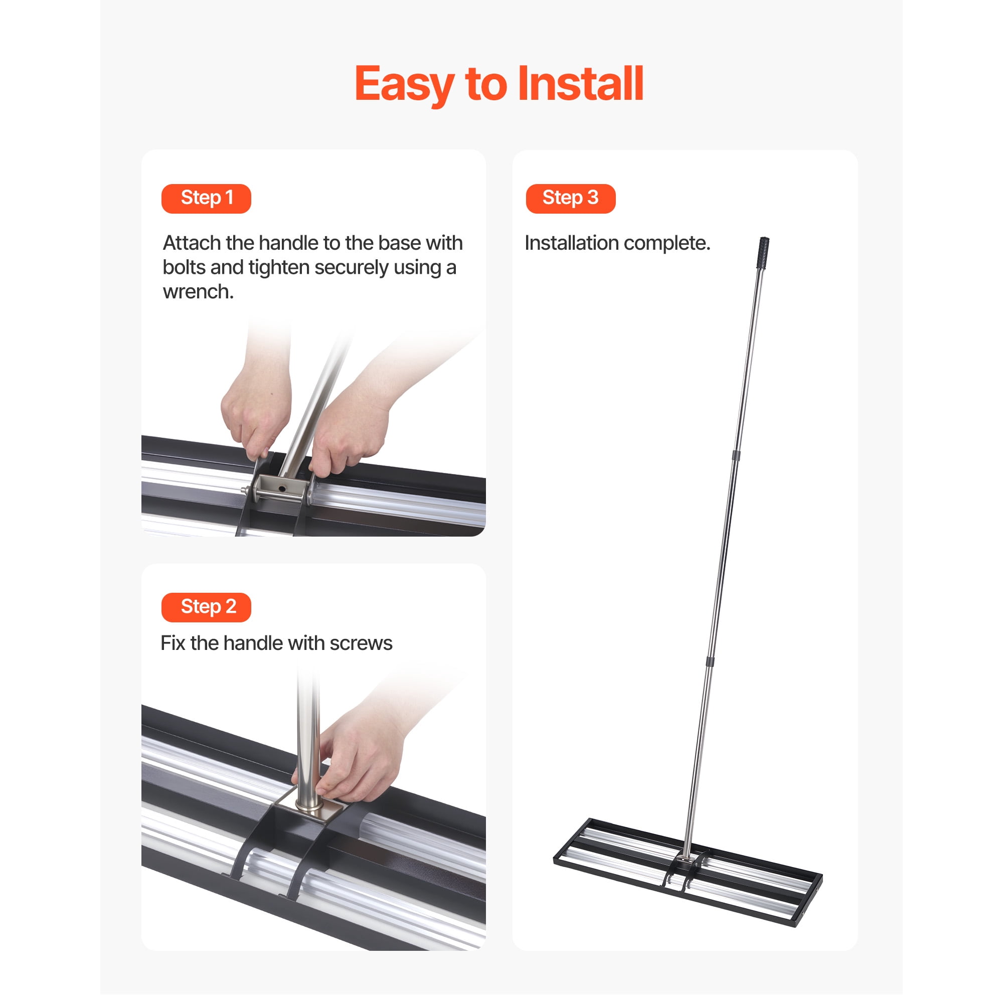 KFFKFF Upgraded Lawn Leveling Rake with Roller, 48'' x 10'' Stainless Steel Lawn Tool with 83.9'' Adjustable Handle, Durable Yard Leveler for Easy Lawn Maintenance and Golf Court Use