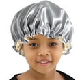 thumbnail image 2 of Satin Bonnet Children‘s Sleeping Cap Soft Night Adjustable Double Sleep Cap, 2 of 3