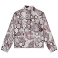 thumbnail image 4 of Jackets for Women Winter Coat Jackets Flannel Stand Collar Jacket(Abstract Hexagon Geometric Pattern,Size:S-4XL), 4 of 7