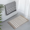 thumbnail image 4 of Striped Chenille Bathroom Rug, Extra Soft Absorbent Bath Mat, Anti-Slip Indoor Mat Machine Washable, Khaki, 16"x24", 4 of 9