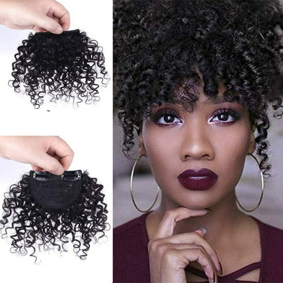 Curly Fringe Clips In High Temperature Fiber Hairpieces Loose Synthetic Extensions Natural Black Wig