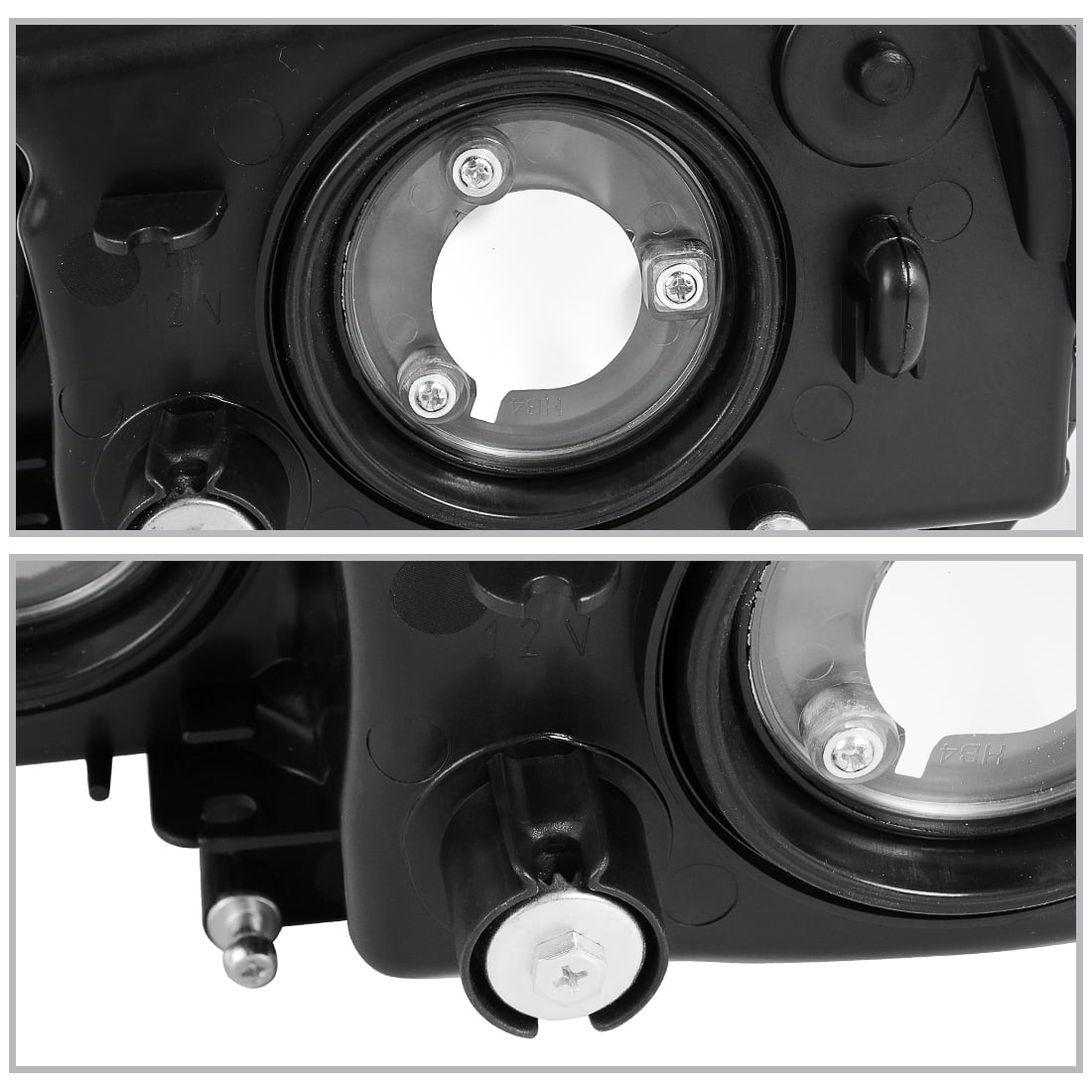 RVNI Headlights for 1999-2004 Jeep Grand Cherokee Black Housing Amber Side Headlamps