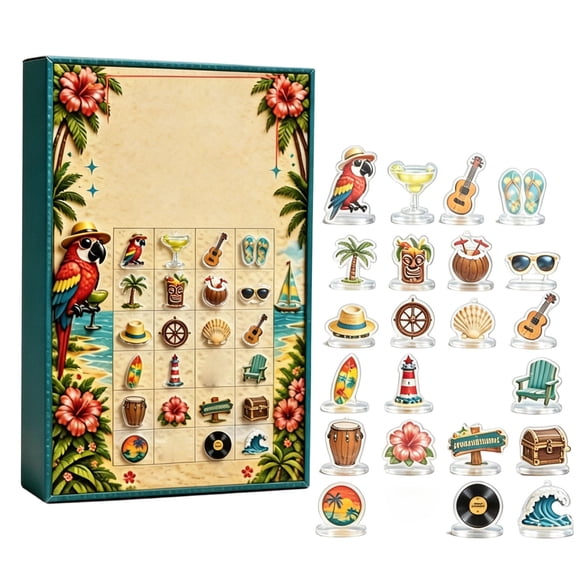 Christmas Hawaiian Beach Advent Calendar 2026, 24 Days Countdown Calendar, Hawaiian Beach 2D Home Decor, Christmas Gifts Surprise Blind Box for Boys Girls, Christmas Decorations for Xmas Tree