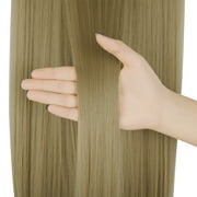 Youloveit Hair Miracle Wire Hair Extensions - Invisible Hidden Elastic Miracle Wire Secret Hairpiece for Women Synthetic Straight Hair Extensions, Ash Brown 8#, 22 Inch