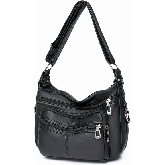 Tote Shoulder Handbags for Women, Soft Leather Crossbody Adjustable Handle Purse with Zip Closure for Shopping Travel