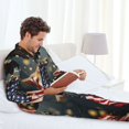 thumbnail image 6 of Logiee North American Bald Eagle1 Print Mens Long Sleeve Pajama Set,Notched Collar Pajamas for Men, Men's Sleepwear,Mens Sleepwear with Pockets & Button Down-Medium, 6 of 7