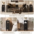 thumbnail image 3 of UGTOO Set of 2 Black Nightstands with Gold Handles – Space-Saving Vertical Groove Design, 2 Drawers & Open Shelf for Small Spaces, 3 of 8
