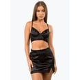 thumbnail image 4 of 2 Piece Bralette Crop Top Mini Skirt Adjustable Straps Lace Trim Nightwear Sleepwear Outfit, 4 of 7