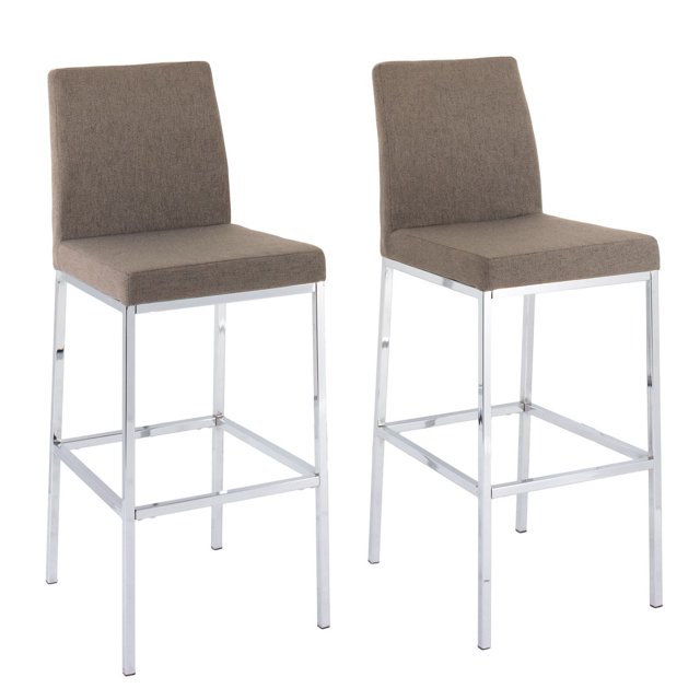 Tabourets Huntington de CorLiving en tissu brun avec base chromée