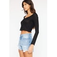 thumbnail image 4 of Kan Can Women's High Waist Frayed Denim Shorts - KC9206M, 4 of 10