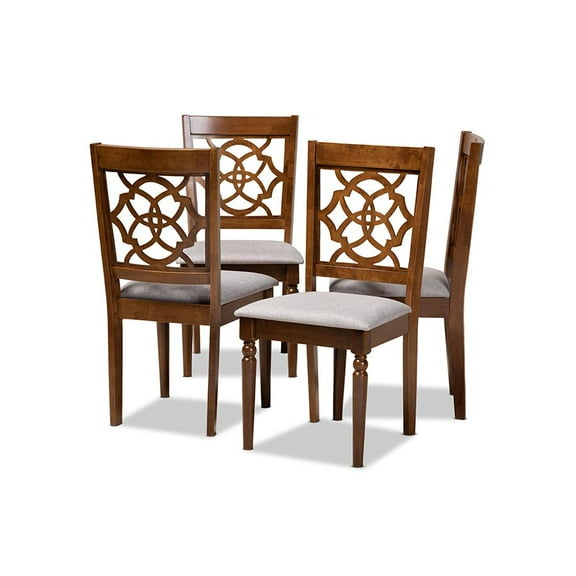 Baxton Studio Lylah Modern and Contemporary Grey Fabric Upholstered and Walnut Brown Finished Wood 4-Piece Dining Chair