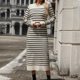 thumbnail image 3 of WILLBEST Vestido de Punto Elegante para Mujer, Ajustado, Largo A Rayas, para Otoño/Invierno. Chica, 3 of 3