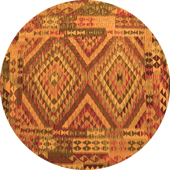 Ahgly Company Indoor Round Southwestern Orange Country Area Rugs, 6' Round
