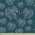 thumbnail image 2 of Ambesonne Underwater Fabric by the Yard Upholstery, Fishes Swimming in Sea, 2 Yards, Night Blue and White, 2 of 5