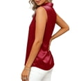 thumbnail image 5 of ZQGJB Womens Silk Satin Sleeveless Button Down Shirts Blouses Solid Casual Loose V Neck Classic Tank Tops for Business Work Office, 5 of 9