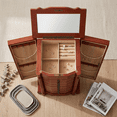thumbnail image 4 of Hives & Honey - Raelynn Jewelry Armoire: Classic 8-Drawer Design with Vanity Mirror & Lockable Security, Cherry, 4 of 8
