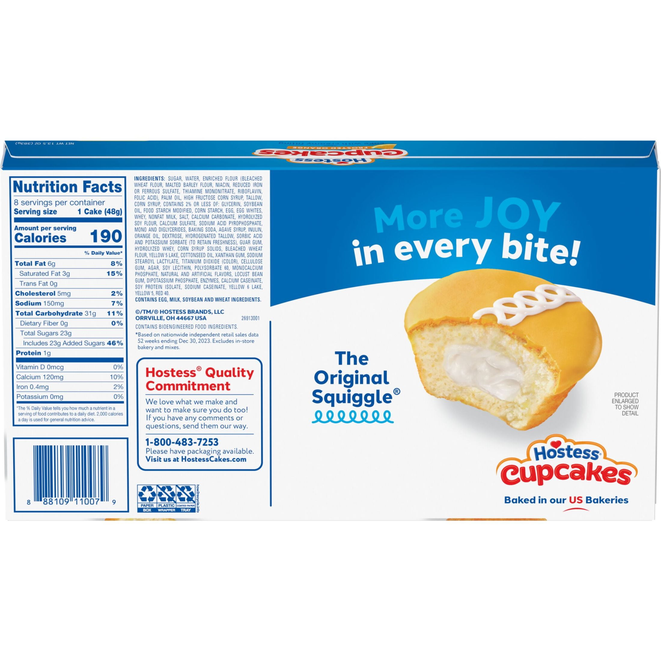 (3 pack) Hostess Cupcakes, Orange Flavored Snack Cakes, 13.5 oz Box (8 Ct.)