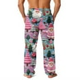 thumbnail image 3 of Fabrcox Pajama Pants Men Christmas Santa Claus Cute Print Flannel Sleep Lounge Pants Slim Fit Casual Fall Printed Pj Pants with Pockets Purple Pink XL, 3 of 4