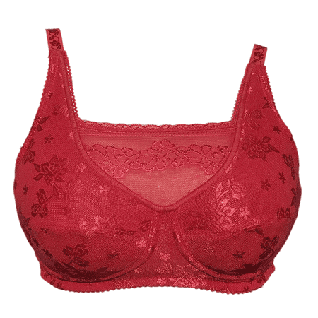 

BIMEI Mastectomy Bra with Pockets for Breast Prosthesis Women Wirefree Everyday Bra plus size8103 Red 34B