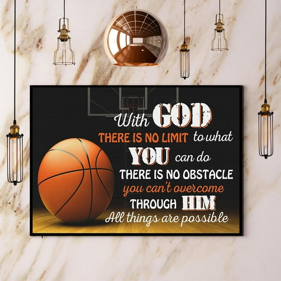 Basketball With God There Is No Limit Paper Poster No Frame Matte Wall Art Decor 11 x 17 Inch Poster