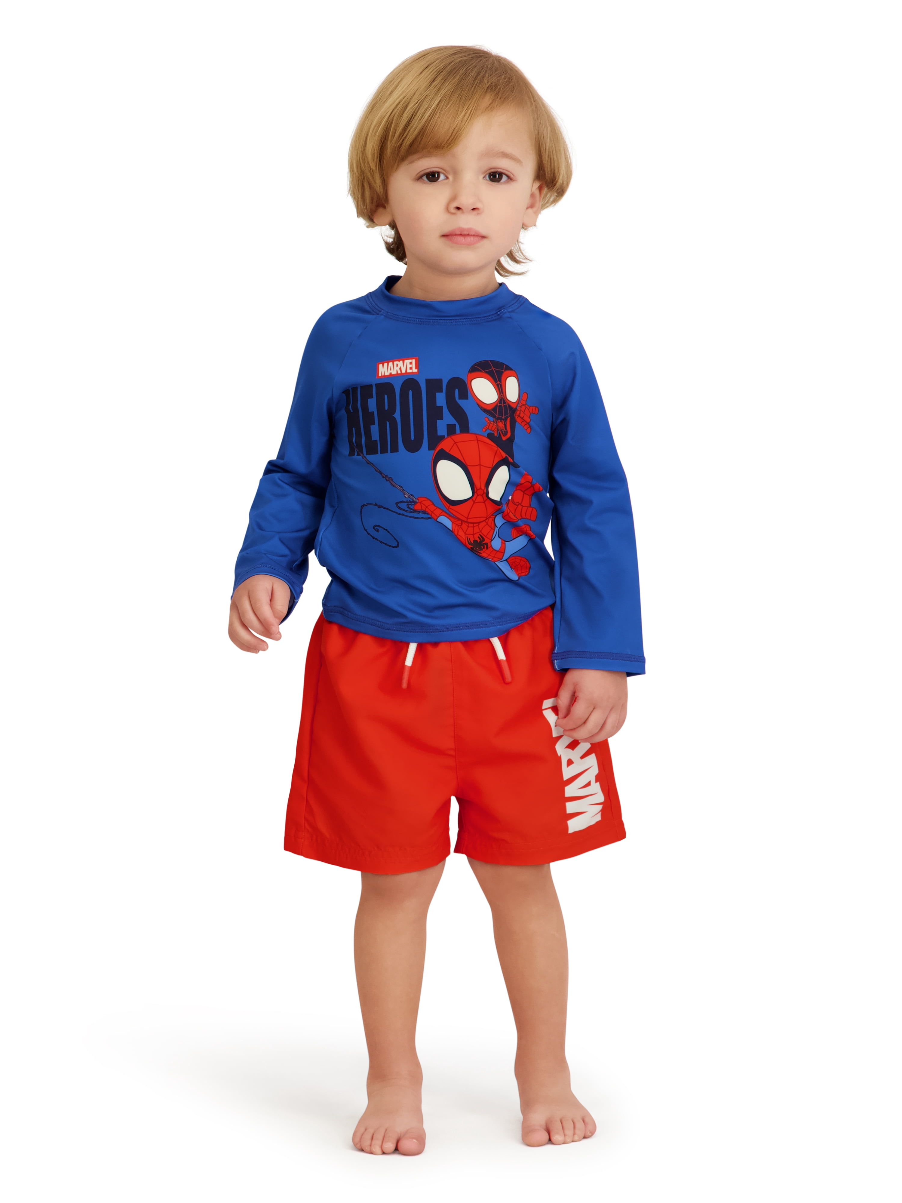 Character Toddler Boy Rash Guard Swim Set with Coverup, 3- Pieces, Sizes 12M- 5T