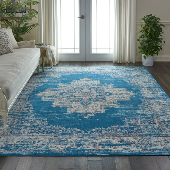 Nourison Grafix Persian Blue 7' x 10' Area Rug, (7x10)