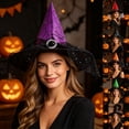 thumbnail image 6 of IAJDKMEK Women's Halloween Witch Hat with Tulle Decoration – Classic Pointed Wizard Cap for Costume Party Adult Costume Accessory for Halloween Party, 6 of 8