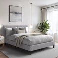 thumbnail image 1 of CorLiving Evelyn Upholstered Platform Bed with Button Tufted Headboard - No BoxSpring Required, King, Queen, Full, Twin, 1 of 1