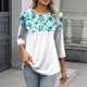 thumbnail image 1 of TaTaai Loose Printed T-Shirt Lightweight Comfortable Women's Fashion Casual Button Round Neck 3/4 Sleeve All Season Daily Versatile Blouse Gift, 1 of 7