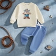 thumbnail image 3 of Faraee Baby Boy 1st Birthday Outfit Western Cowboy Print Long Sleeve Sweatshirt Jogger Pants Set 6 12 18 Months Toddler Casual Fall Winter Clothes, 3 of 7