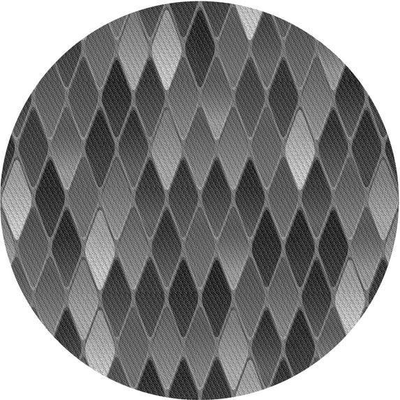 Ahgly Company Indoor Round Patterned Battleship Gray Area Rugs, 7' Round