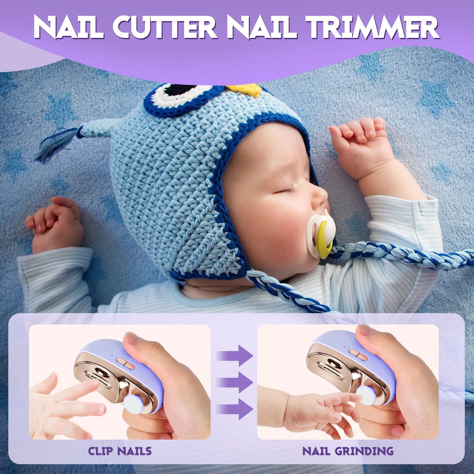 2025 Upgraded Electric Nail Clipper, Electric Nail File, 2 Speeds Automatic Nail Trimmer with LED Light & Clip Storage - USB Rechargeable for Baby, Kids, Adults, Seniors