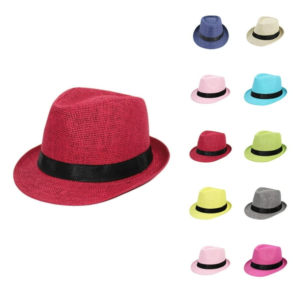 Straw Fedora Sun Hat for Men and Women – Wide Brim Packable Beach Hat with UV Protection, Foldable Vacation Hat for Travel, Pool, Hiking and Garden