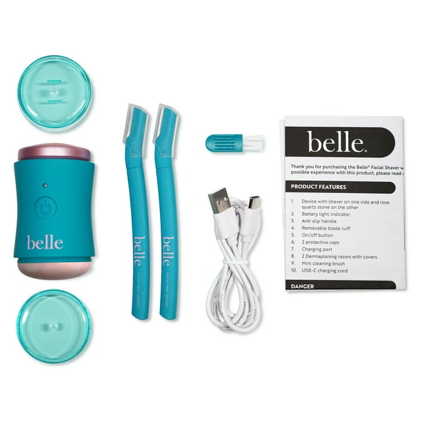 Belle Women's Electric Facial Shaver, Rechargeable, Rose Quartz