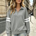 thumbnail image 2 of XIAOCHA Mens Stripe Sleeve Half Zip Sweatshirt Loose Fit Sweatshirt Fall Daily Sweatshirts, 2 of 5
