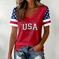 thumbnail image 2 of 4th of July T-Shirts for Women's Independence Day Patriotic Graphic Summer Print V Neck Short Sleeve Casual Blouse Tee Red 2XL, 2 of 4
