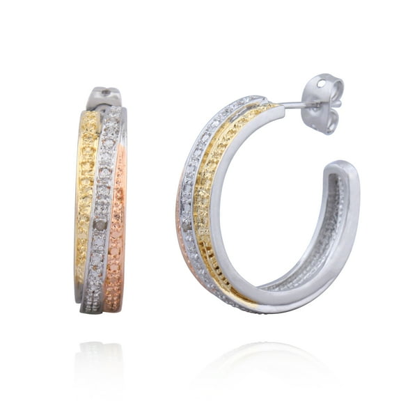 Forever Facets Diamond Accent Tri-Tone Swirl Hoop Earring, Adult Female