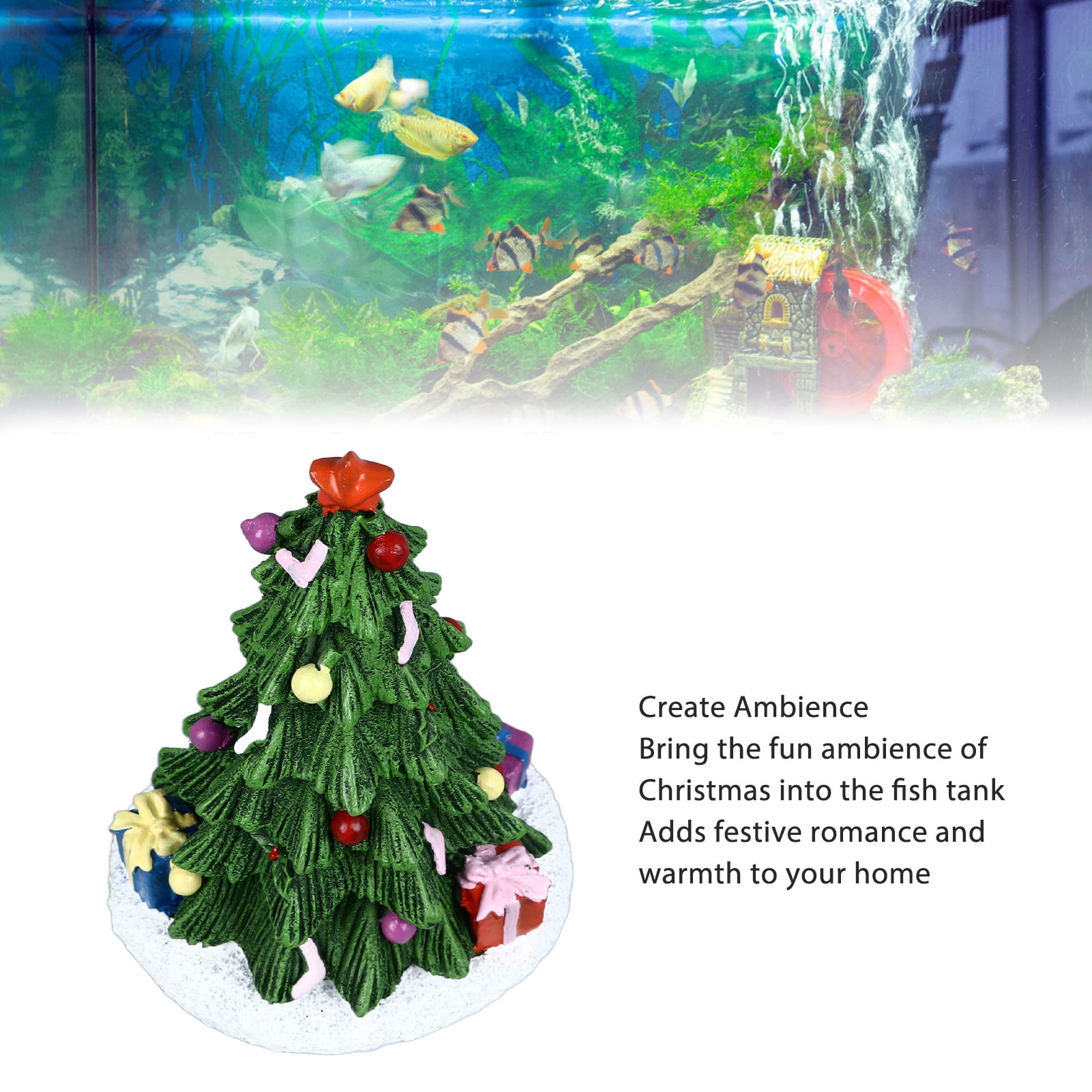 Décorations De Noël Pour Aquarium – Lot De 4 Figurines – Thème Fêtes – Plantes En Pot – Décoration Festive