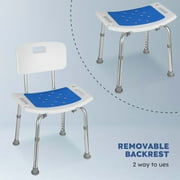 MaxKare Shower Chair for Bathtub with Removable Backrest and Padded Seat, 8 Adjustable Height, Sturdy Bath Bench for Seniors, Handicap, Disabled, Supports up to 300Lbs