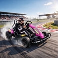 thumbnail image 2 of VIBESPARK Drift Go Kart, 24V 10AH Electric Go Kart for Kids Ages 6-14, 360° Drift Mode, Ride On Car with Backrest & Adjustable Seat, 300W Dual Motors, Max Speed 7.5mph/h, Pink, 2 of 9