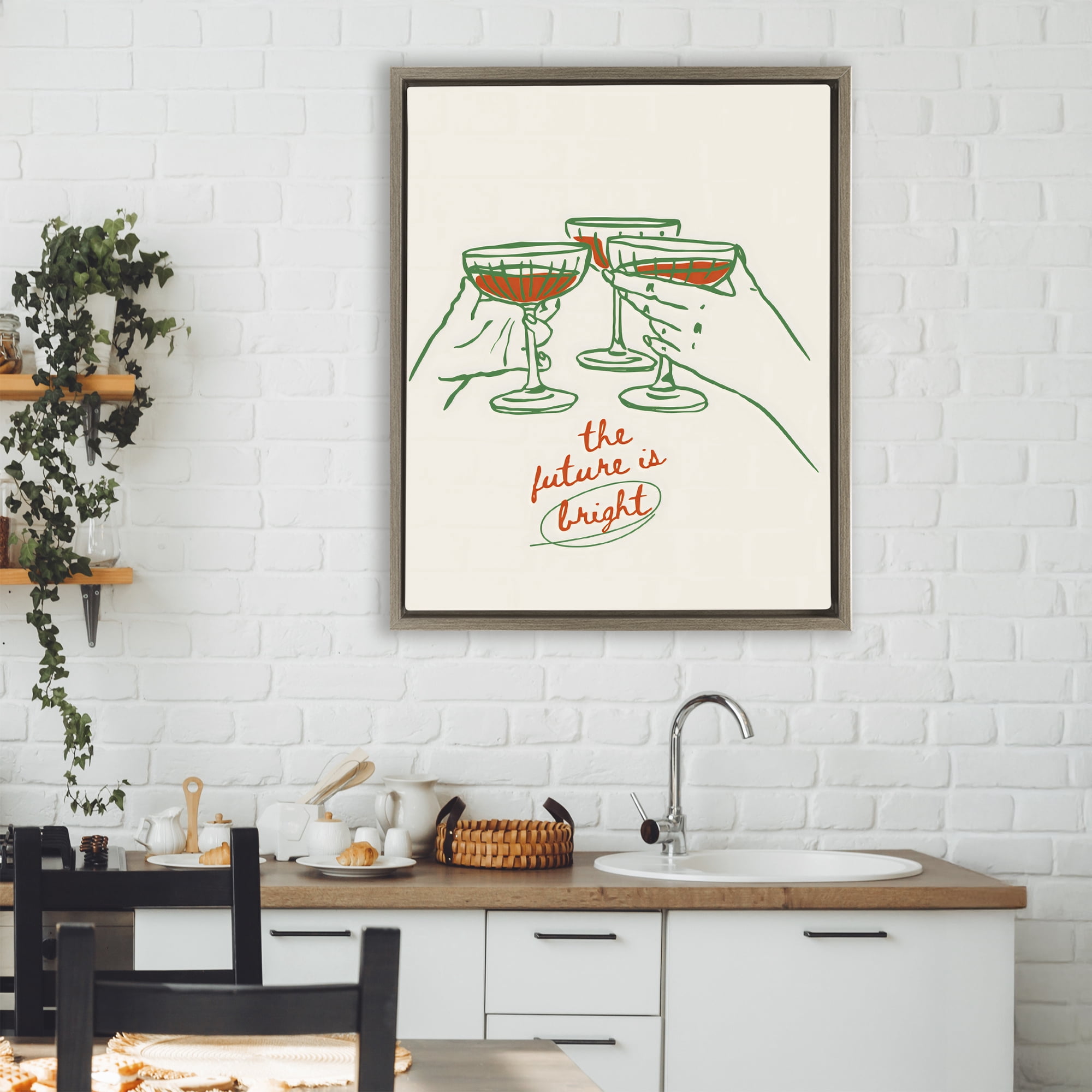 Stupell Industries The Future Is Bright Toast Brown Framed Floater Canvas Wall Art, design by The Prints Vibe