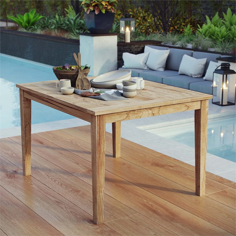 Modway Marina Outdoor Patio Teak Dining Table in Natural