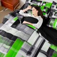 thumbnail image 5 of Manfei Abstract Geometric Queen Bedding, Watercolor Artwork Bedding Comforter Set Queen, Green, Black and White, Black Reversible 7-Piece, 5 of 6