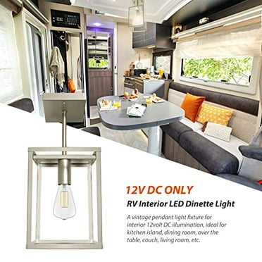 Dream lighting RV Interior LED Light Fixture 12V RV Light Kitchen Island Overhead Hanging Lamp - Champagne Silver Finished, Soft White 3500K, No Switch, 14inch