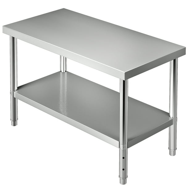 VEVOR Outdoor Food Prep Table, Stainless Steel Work Table with 2