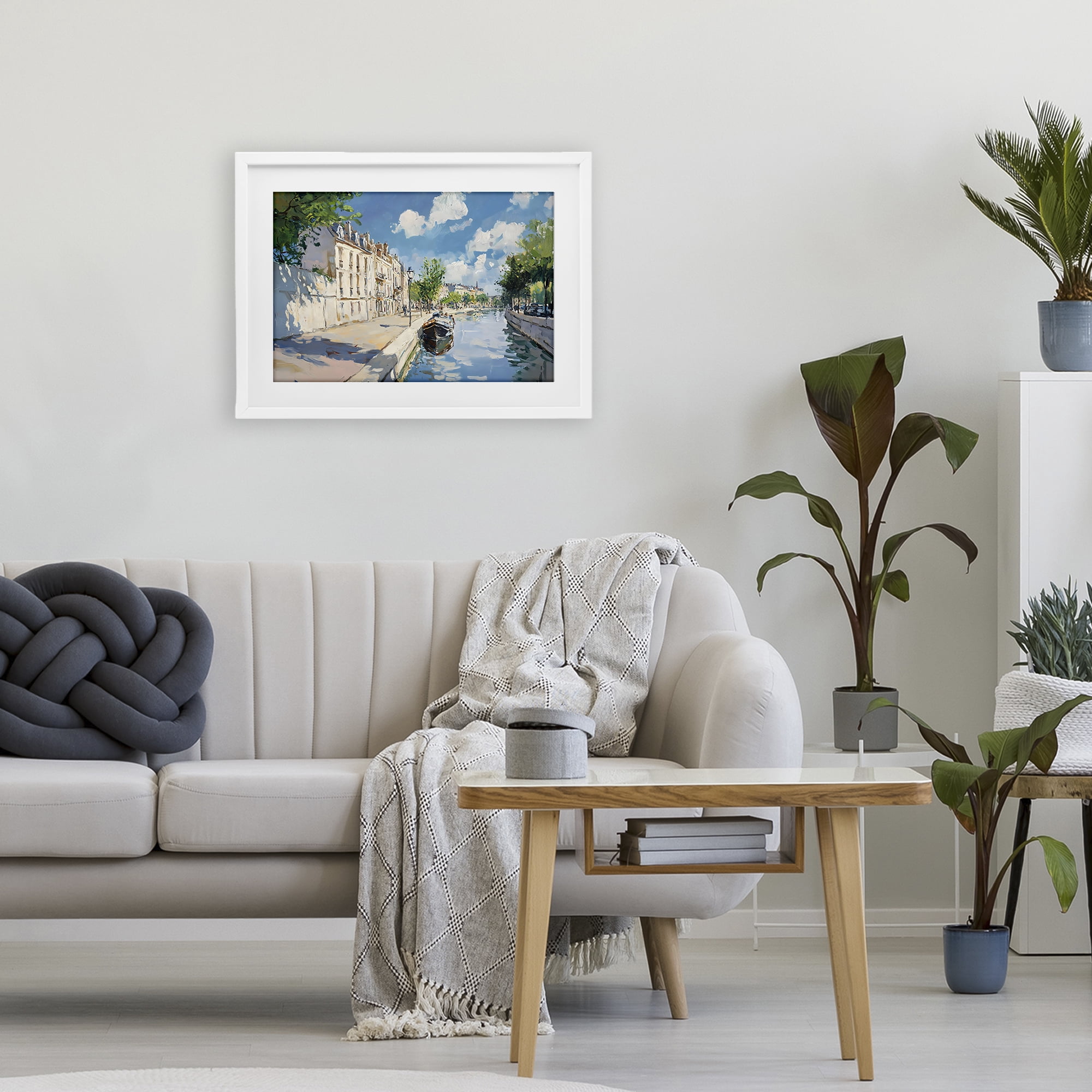 Stupell Industries Boat in Canal Summer Reflection White Framed Print Under Glass, design by Creative Studio
