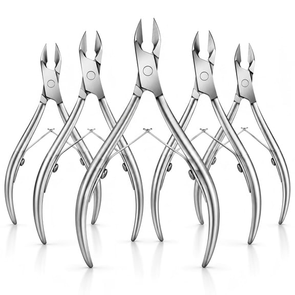 Yorhome 5PCS Cuticle Trimmer Set, Stainless Steel Cuticle Nippers, Cuticle Remover Tools for Manicure Pedicure, Fingernail and Toenail Care